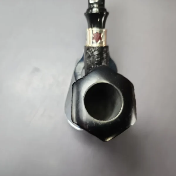 Aldo Velani Firmata Sabbiata Sandblasted Panel Dublin w/ Silver Estate Briar Pipe, Italian Estates - Image 4