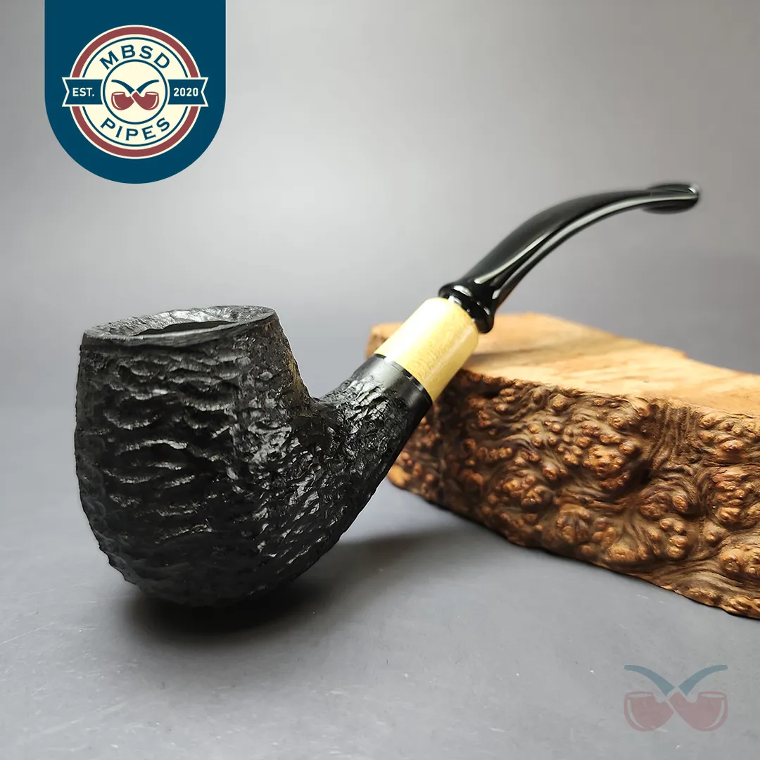 MBSD Briars by Piero Vitale Rusticated Brandy w/ Boxwood Briar Pipe, New