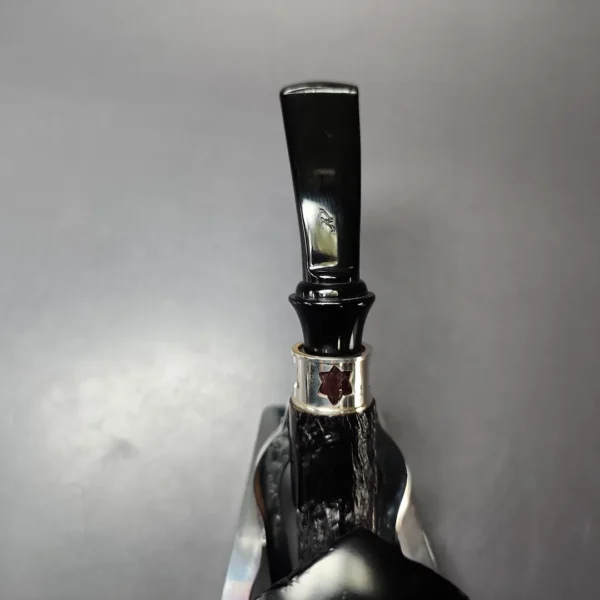 Aldo Velani Firmata Sabbiata Sandblasted Panel Dublin w/ Silver Estate Briar Pipe, Italian Estates - Image 5