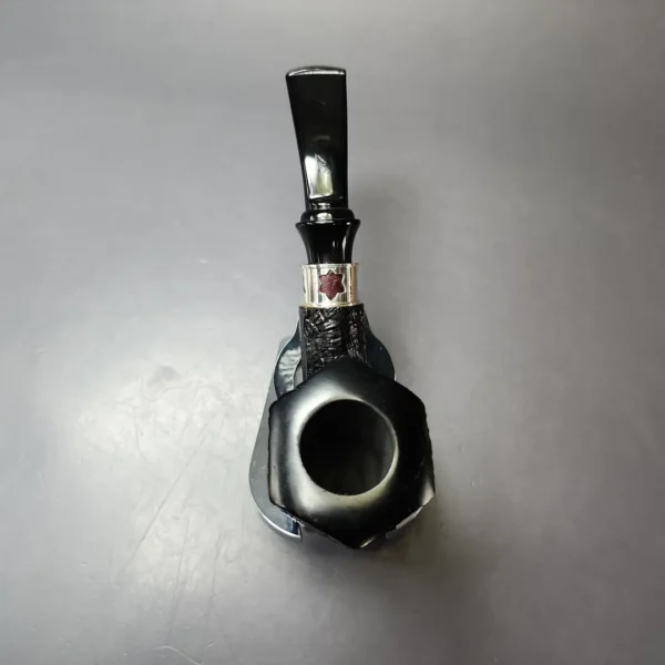 Aldo Velani Firmata Sabbiata Sandblasted Panel Dublin w/ Silver Estate Briar Pipe, Italian Estates - Image 6