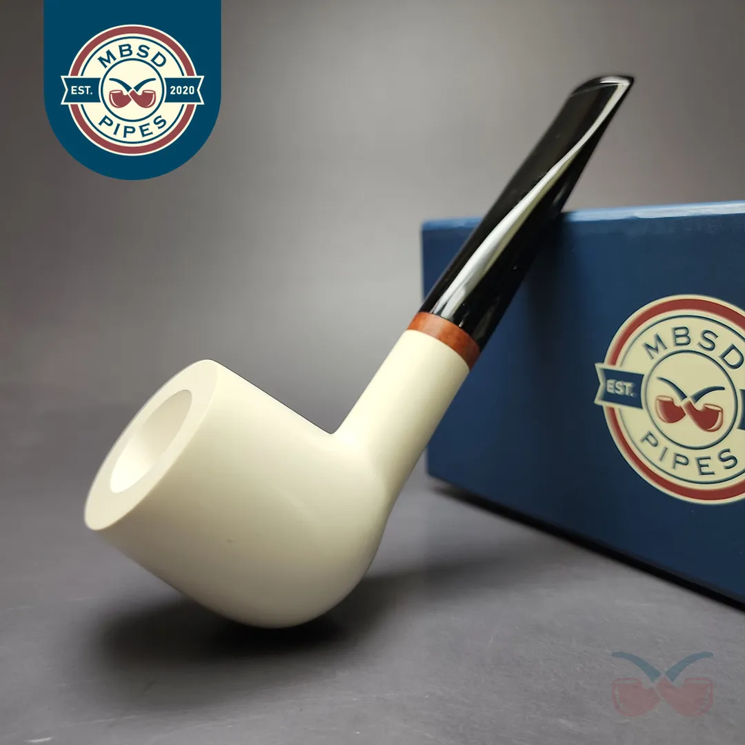 MBSD Meerschaum Deluxe Smooth Large Billiard Block Meerschaum Pipe, New