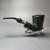 Aldo Velani Firmata Sabbiata Sandblasted Panel Dublin w/ Silver Estate Briar Pipe, Italian Estates - Image 7