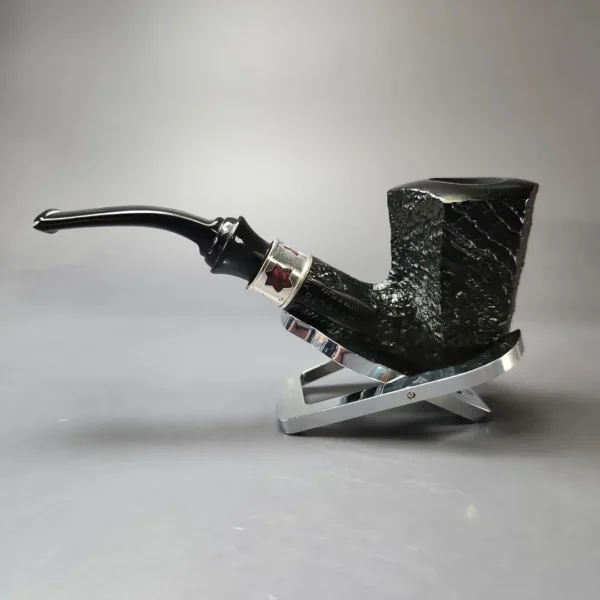 Aldo Velani Firmata Sabbiata Sandblasted Panel Dublin w/ Silver Estate Briar Pipe, Italian Estates - Image 7