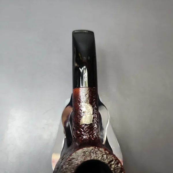 Savinelli Dante Sandblasted Diplomat w/ Silver Estate Briar Pipe, Unsmoked, 9mm - Image 5