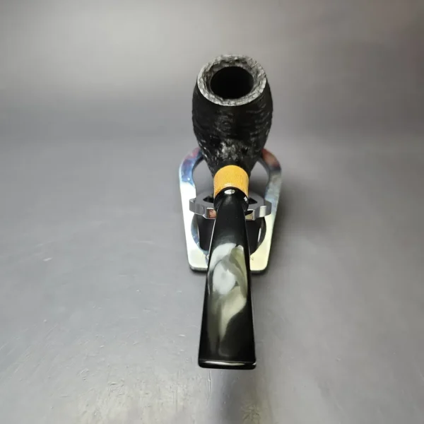 MBSD Briars by Piero Vitale Black Rusticated Brandy w/ Boxwood Briar Pipe, New - Image 4