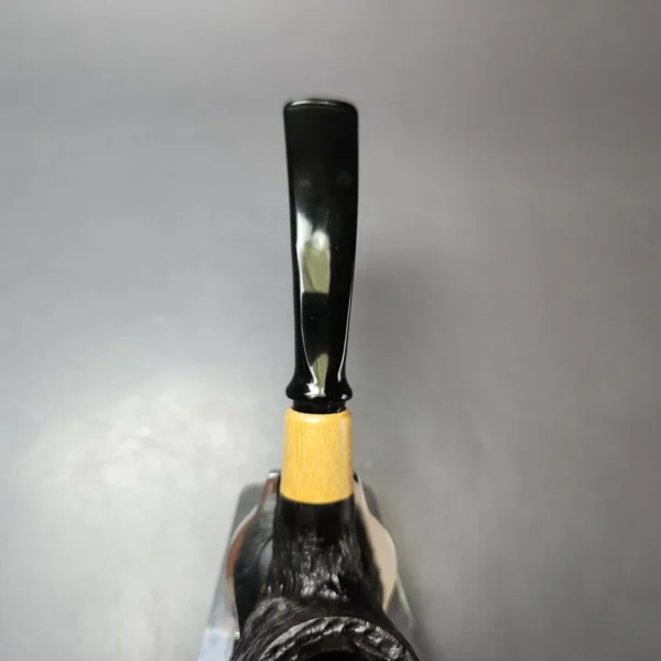 MBSD Briars by Piero Vitale Black Rusticated Brandy w/ Boxwood Briar Pipe, New - Image 6