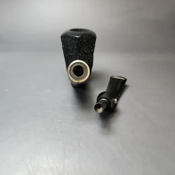 Aldo Velani Firmata Sabbiata Sandblasted Panel Dublin w/ Silver Estate Briar Pipe, Italian Estates - Image 10