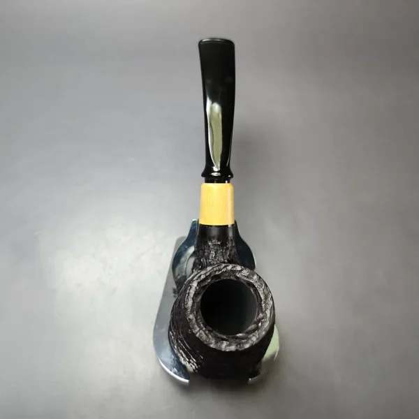 MBSD Briars by Piero Vitale Black Rusticated Brandy w/ Boxwood Briar Pipe, New - Image 7