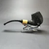 MBSD Briars by Piero Vitale Rusticated Brandy w/ Boxwood Briar Pipe, New - Image 8