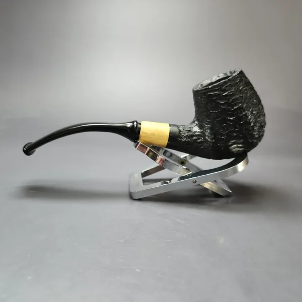 MBSD Briars by Piero Vitale Black Rusticated Brandy w/ Boxwood Briar Pipe, New - Image 8