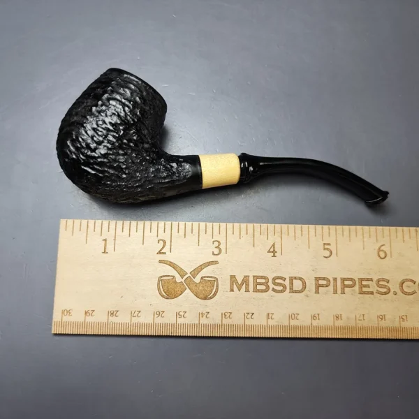 MBSD Briars by Piero Vitale Black Rusticated Brandy w/ Boxwood Briar Pipe, New - Image 9