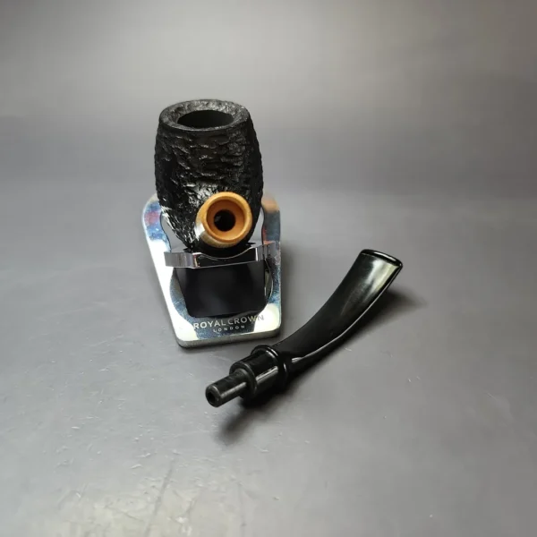 MBSD Briars by Piero Vitale Black Rusticated Brandy w/ Boxwood Briar Pipe, New - Image 11