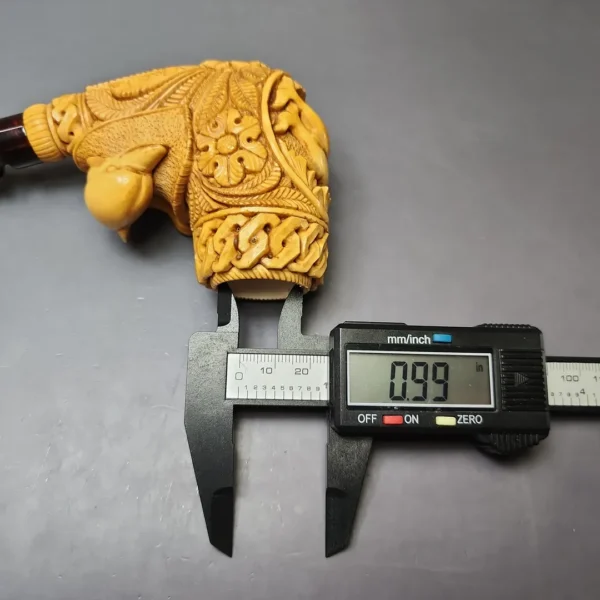 Mesut Gezer XL Floral & Dolphin Carved Block Meerschaum Estate Pipe, Unsmoked - Image 11