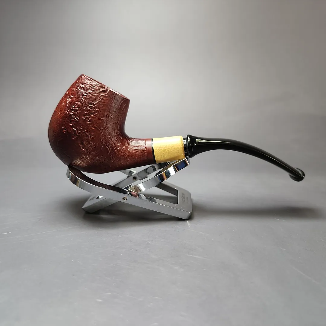 MBSD Briars by Piero Vitale Red Sandblasted Brandy w/ Boxwood Briar Pipe, New - Image 2