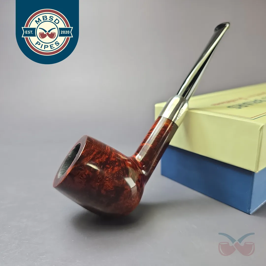 MBSD Briars Timeless Traditions 1 Smooth Billiard w/ Silver Handmade Briar Pipe, New