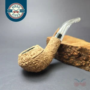 Pipe Tristan Natural Granite Rusticated Bullmoose w/ Perspex Handmade Briar Pipe, New