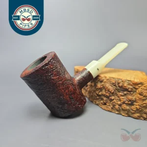 Moonshine MS06 Leather Sandblasted Stoker Poker w/ White Stem Briar Pipe, New