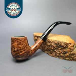 BriarWorks Classic C13 Dark Smooth Bent Billiard w/ Black Stem Briar Pipe, New