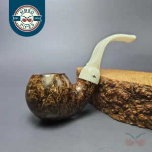 Moonshine MS12L Dark Smooth Long Stem Grapeshot w/ White Stem Briar Pipe, New
