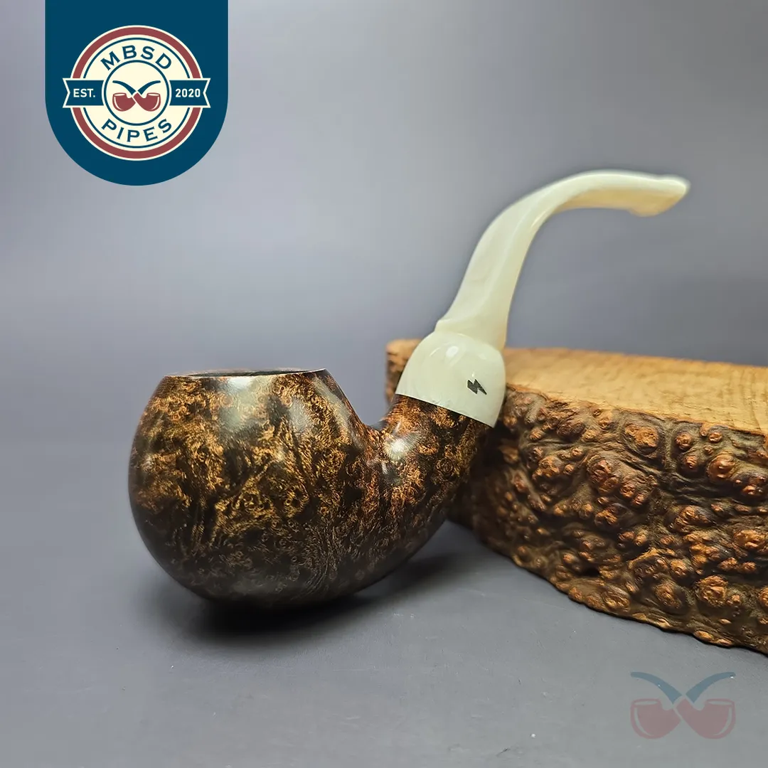 Moonshine MS12L Dark Smooth Long Stem Grapeshot w/ White Stem Briar Pipe, New