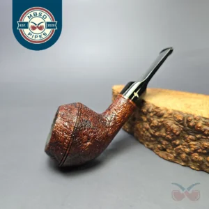 Moonshine MS02 Leather Sandblasted Devil Dog Rhodesian w/ Black Stem Briar Pipe, New