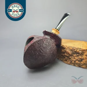 Madao Sandblasted "Drum" Blowfish w/ Boxwood Handmade Briar Pipe, New
