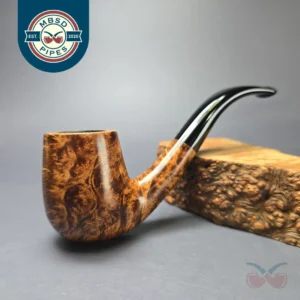 BriarWorks Classic C12 Dark Smooth Bent Billiard w/ Black Stem Briar Pipe, New