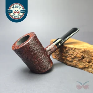 Moonshine MS06 Leather Sandblasted Stoker Poker w/ Black Stem Briar Pipe, New