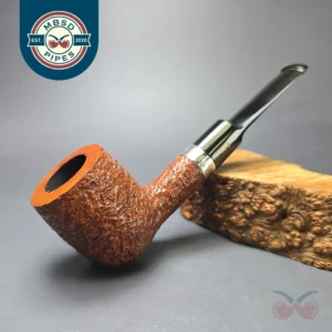 Ferndown Antique Bark 2 Star Partially Rusticated Billiard w/ Silver Estate Briar Pipe, Unsmoked