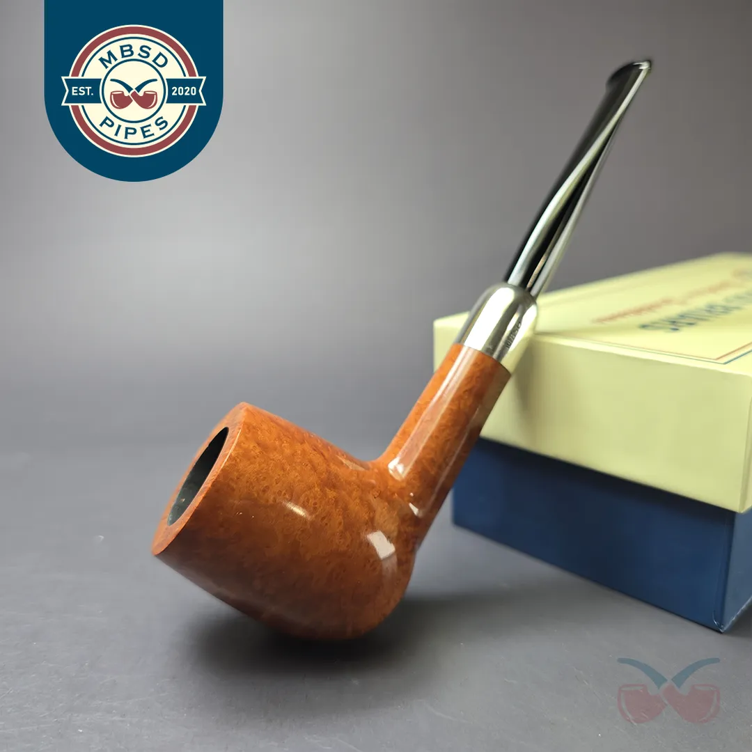 MBSD Briars Timeless Traditions 1 Smooth Billiard w/ Silver Handmade Briar Pipe, New