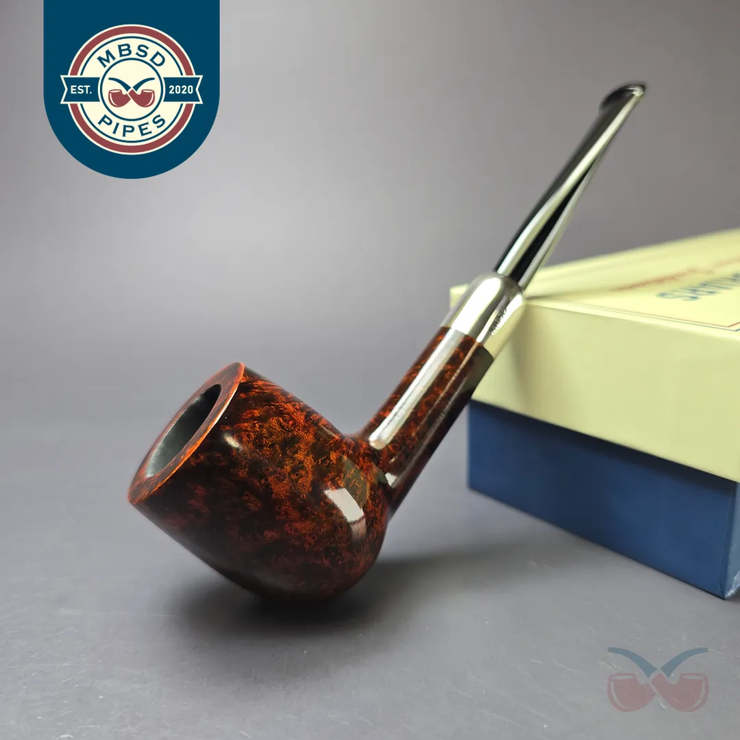 MBSD Briars Timeless Traditions 1 Smooth Billiard w/ Silver Handmade Briar Pipe, New