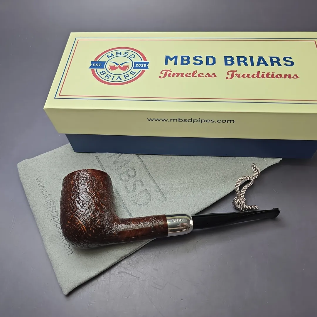 MBSD Briars Timeless Traditions 1 Sandblasted Billiard w/ Silver Handmade Briar Pipe, New - Image 2