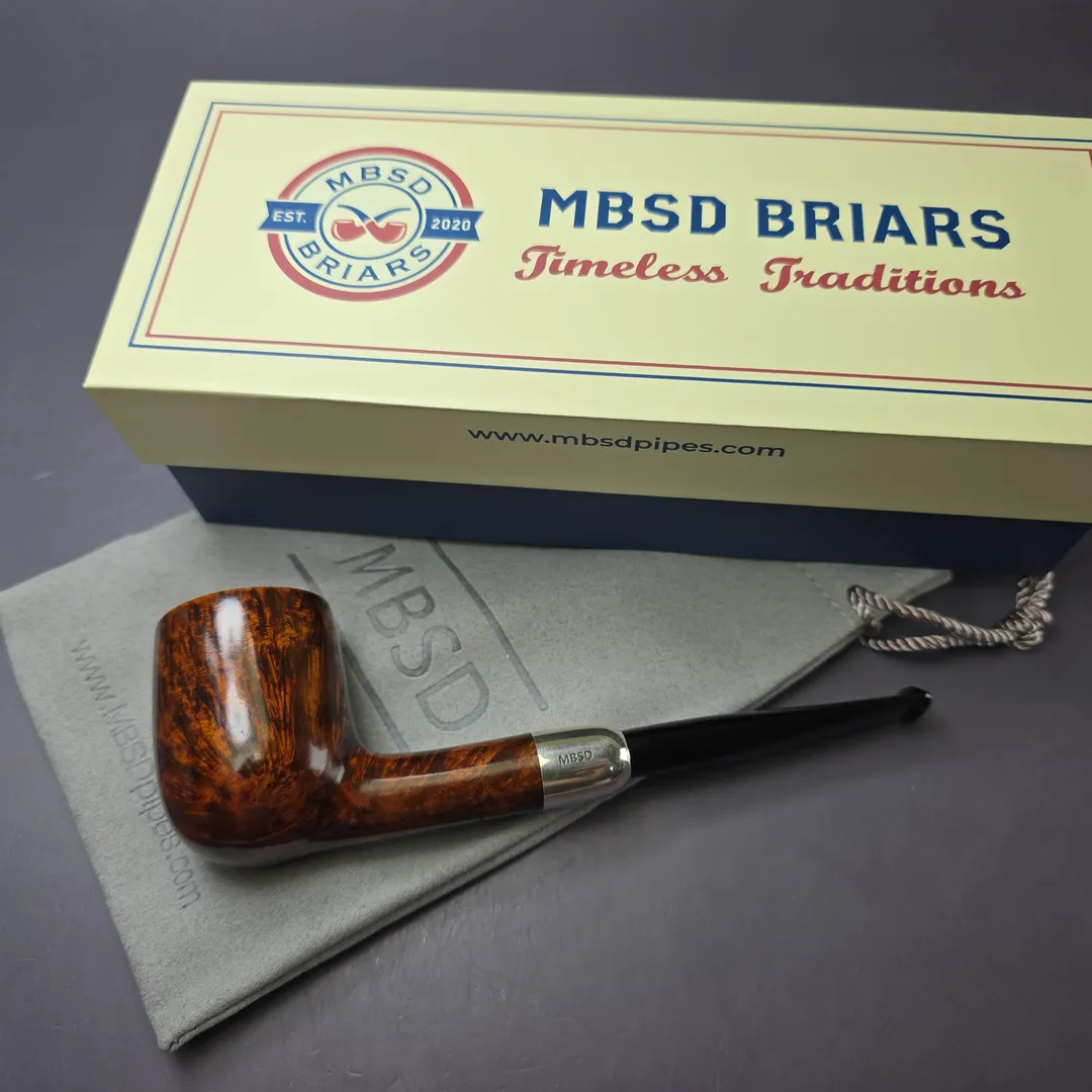 MBSD Briars Timeless Traditions 1 Smooth Billiard w/ Silver Handmade Briar Pipe, New - Image 2