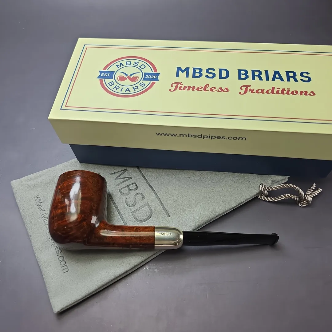 MBSD Briars Timeless Traditions 1 Smooth Billiard w/ Silver Handmade Briar Pipe, New - Image 2