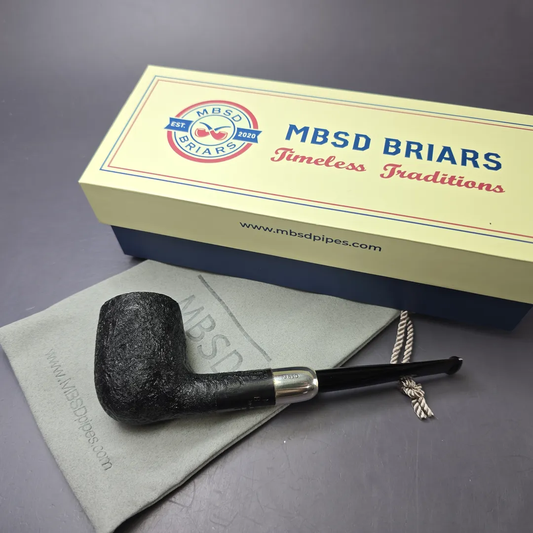 MBSD Briars Timeless Traditions 1 Sandblasted Billiard w/ Silver Handmade Briar Pipe, New - Image 2