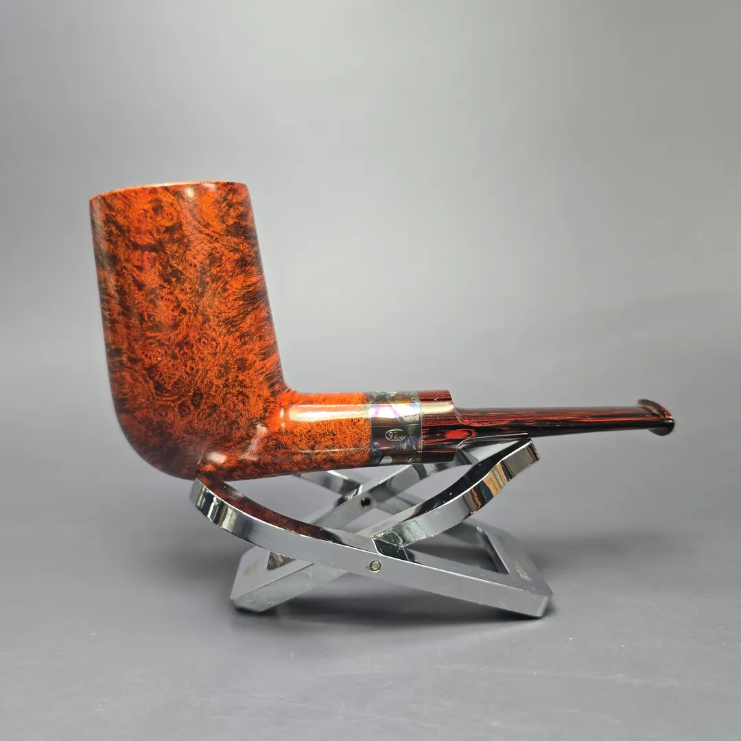 Walt Cannoy Cardinal House Hollingsworth Smooth Stack w/ Silver Handmade Briar Pipe, New - Image 2