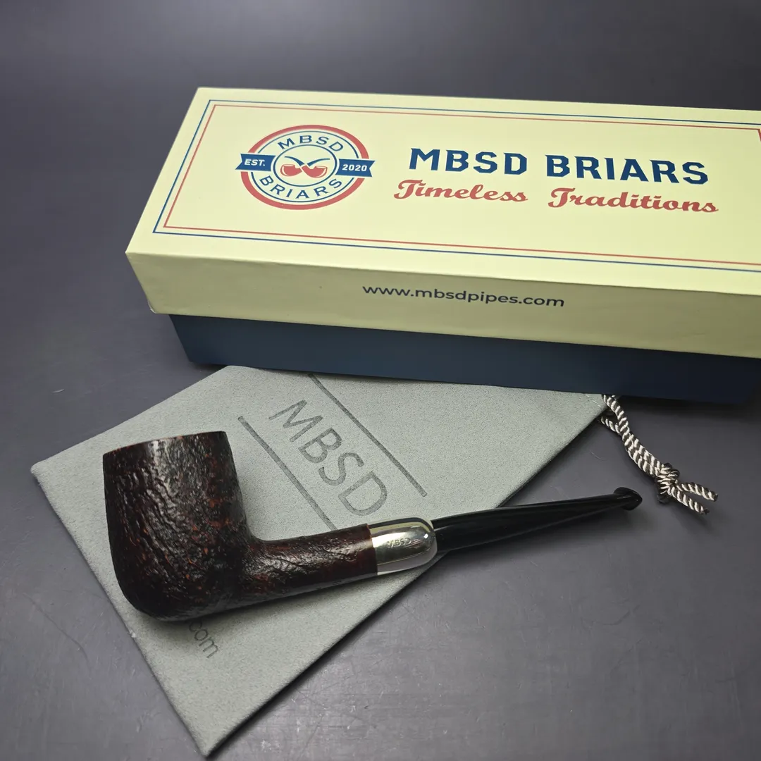 MBSD Briars Timeless Traditions 1 Sandblasted Billiard w/ Silver Handmade Briar Pipe, New - Image 2