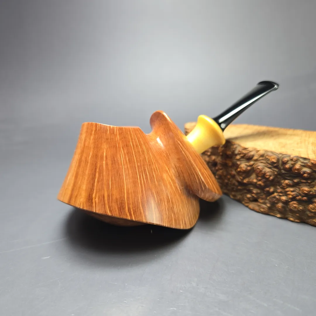 Madao 3000 Smooth Asymmetric Volcano w/ Boxwood Handmade Briar Pipe, New - Image 2