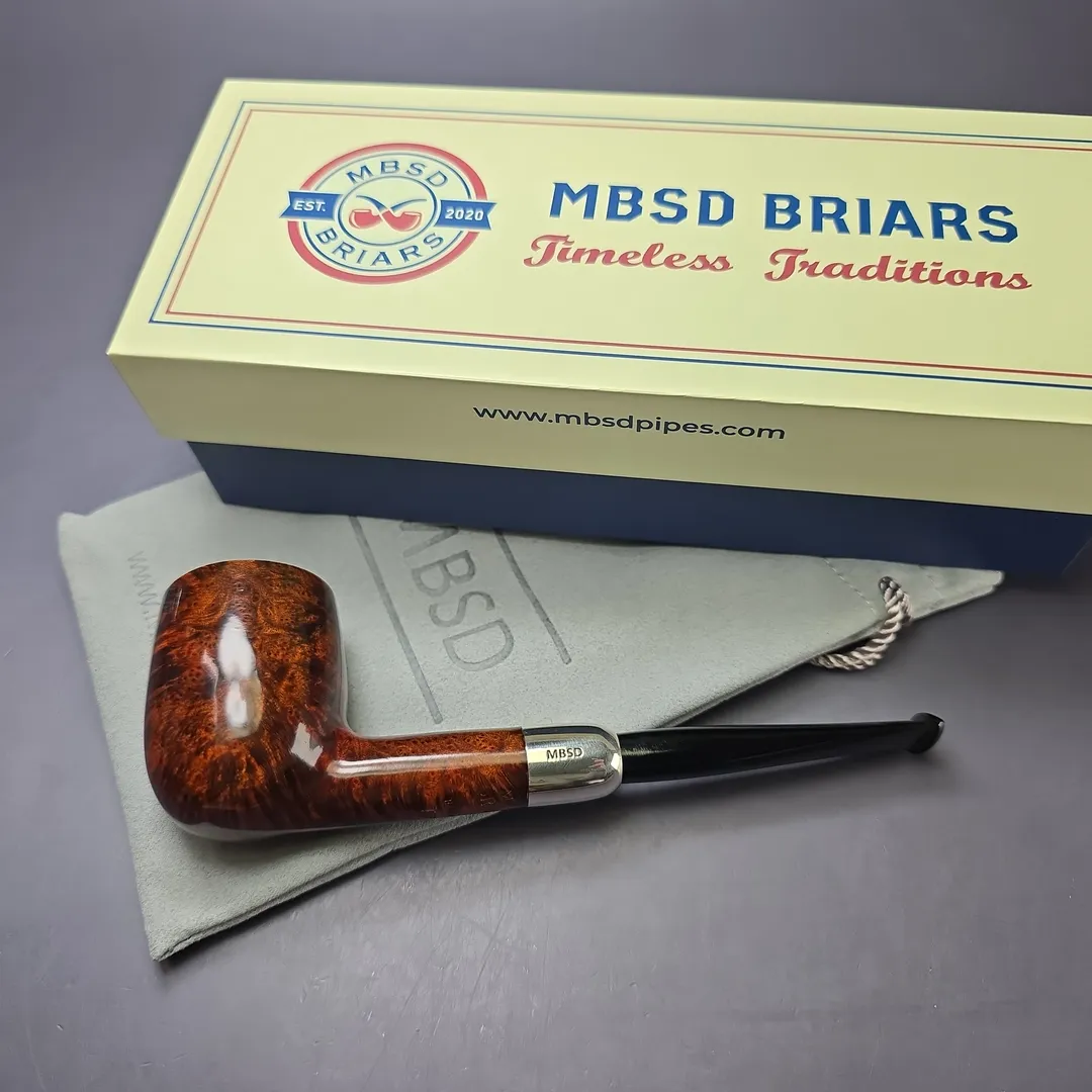 MBSD Briars Timeless Traditions 1 Smooth Billiard w/ Silver Handmade Briar Pipe, New - Image 2