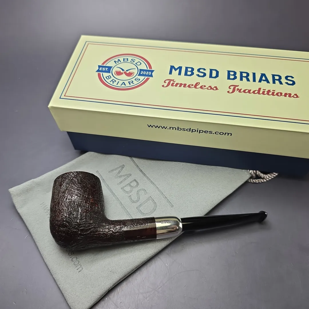 MBSD Briars Timeless Traditions 1 Sandblasted Billiard w/ Silver Handmade Briar Pipe, New - Image 2