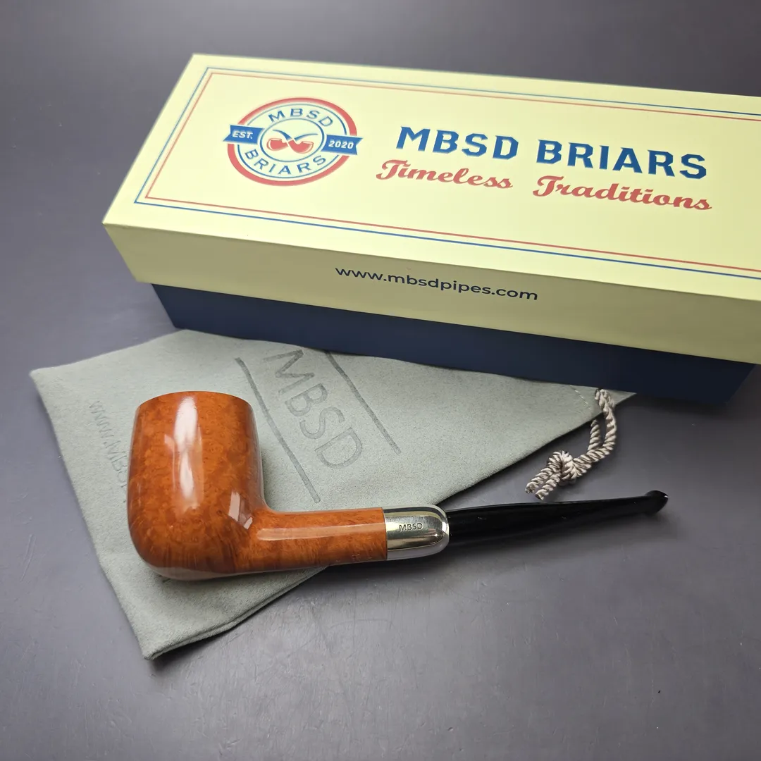 MBSD Briars Timeless Traditions 1 Smooth Billiard w/ Silver Handmade Briar Pipe, New - Image 2