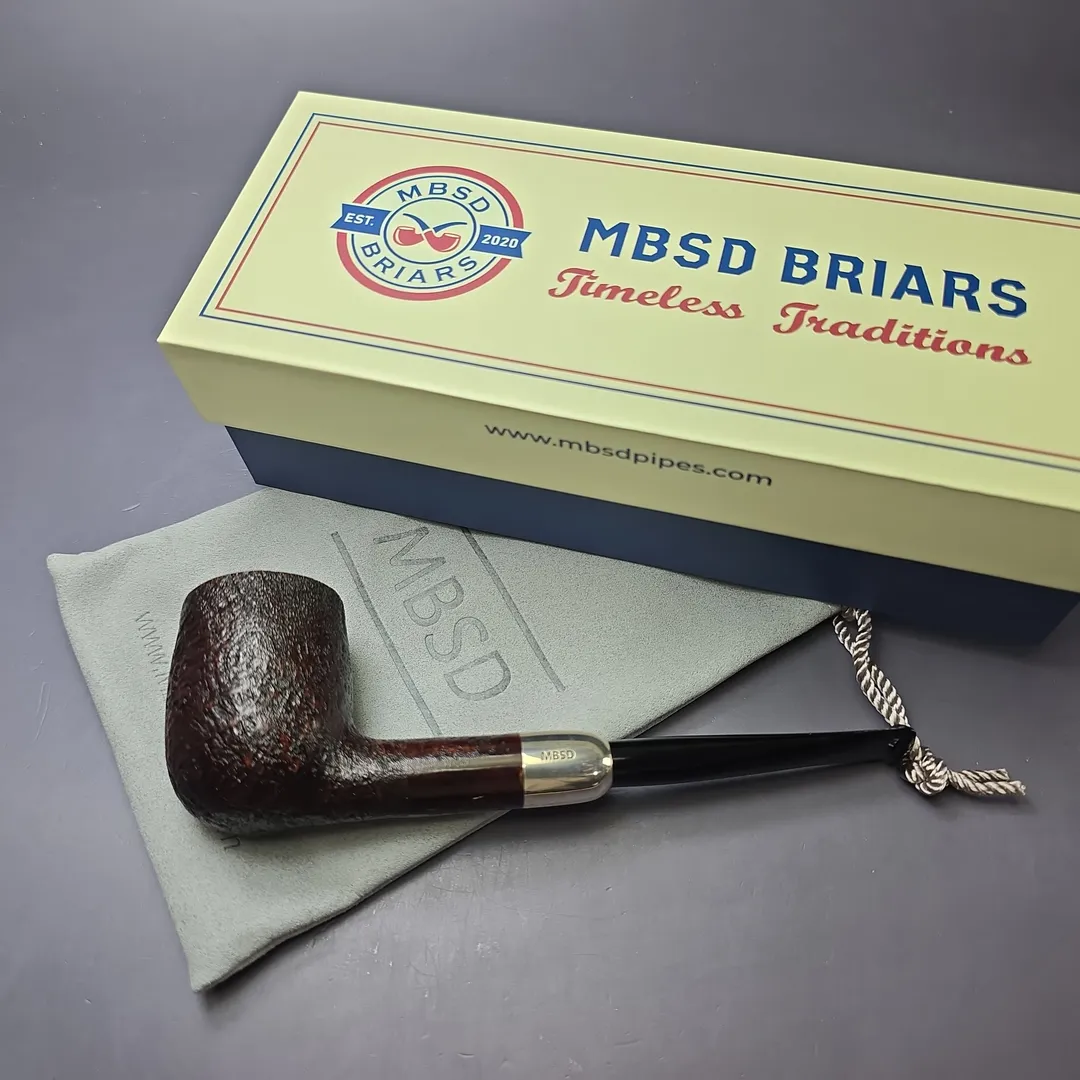 MBSD Briars Timeless Traditions 1 Sandblasted Billiard w/ Silver Handmade Briar Pipe, New - Image 2
