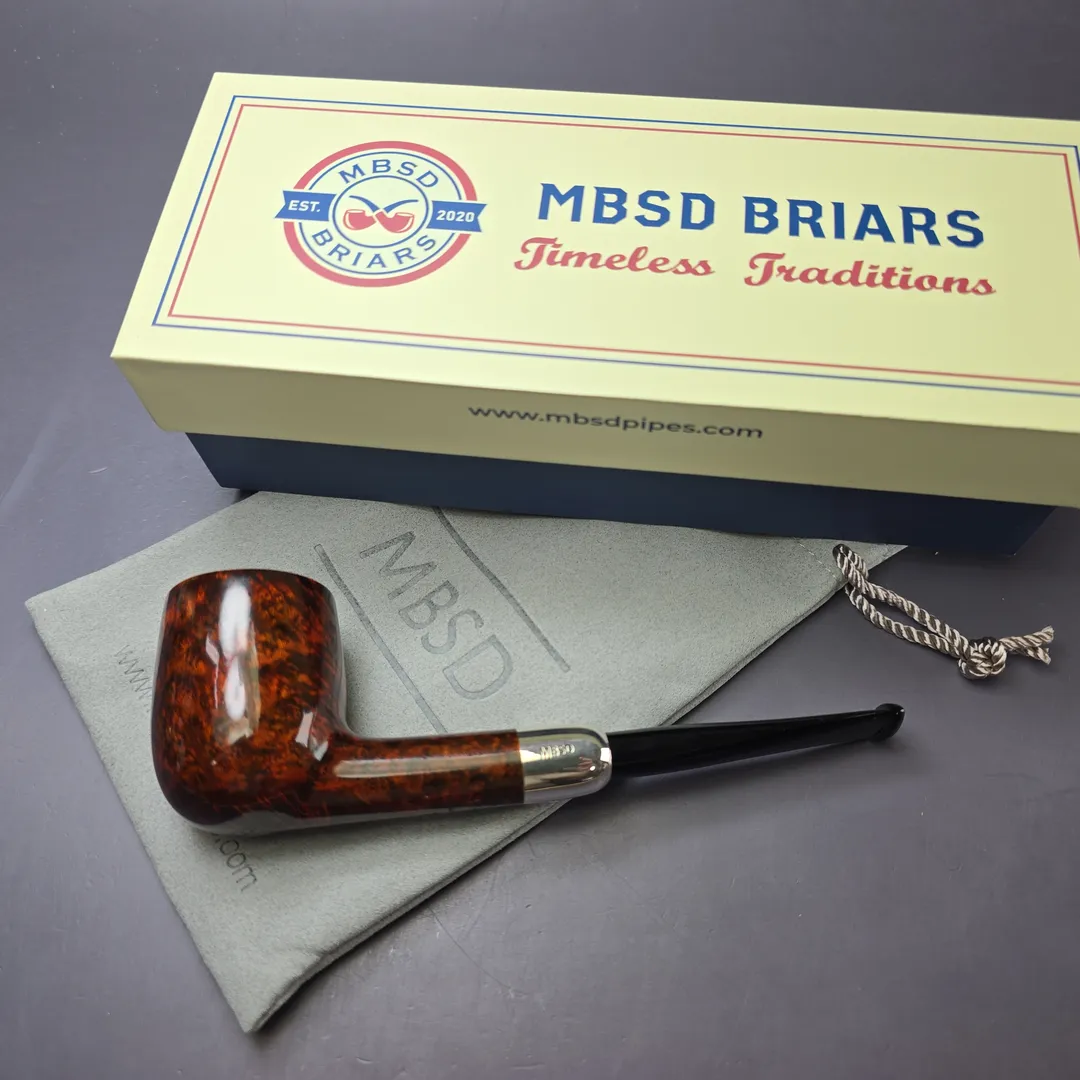 MBSD Briars Timeless Traditions 1 Smooth Billiard w/ Silver Handmade Briar Pipe, New - Image 2