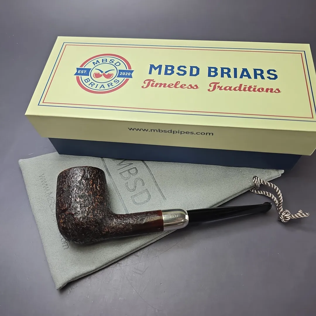 MBSD Briars Timeless Traditions 1 Sandblasted Billiard w/ Silver Handmade Briar Pipe, New - Image 2
