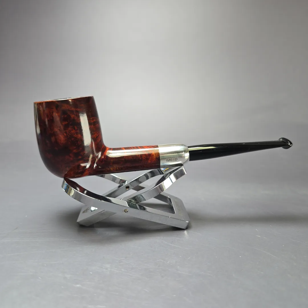MBSD Briars Timeless Traditions 1 Smooth Billiard w/ Silver Handmade Briar Pipe, New - Image 3