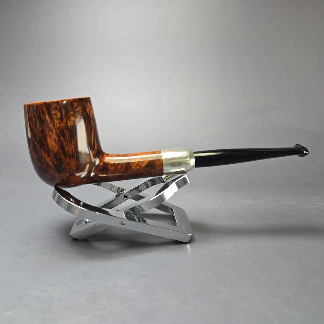 MBSD Briars Timeless Traditions 1 Smooth Billiard w/ Silver Handmade Briar Pipe, New - Image 3