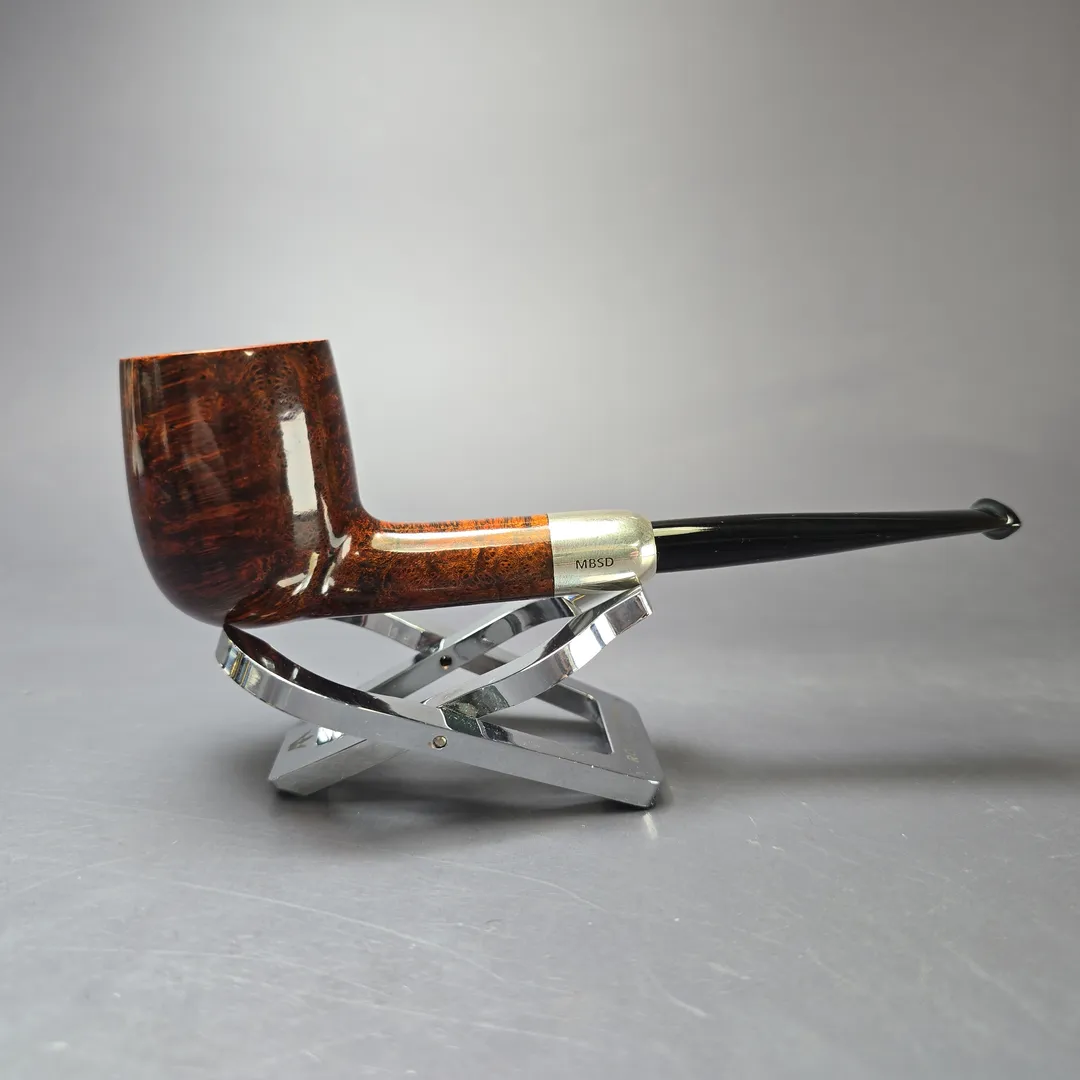 MBSD Briars Timeless Traditions 1 Smooth Billiard w/ Silver Handmade Briar Pipe, New - Image 3