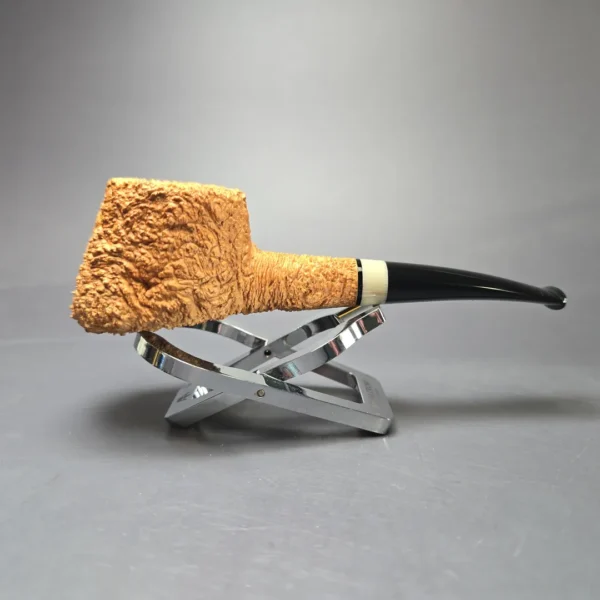 Pipe Tristan "Shape 55" Rusticated Pot w/ Horn Handmade Briar Pipe, New - Image 3
