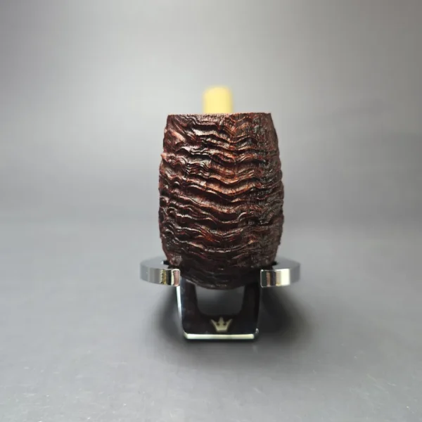 Pipe Tristan Contrast Sandblasted LC Bent Billiard w/ Tan Ebonite Handmade Briar Pipe, New - Image 3