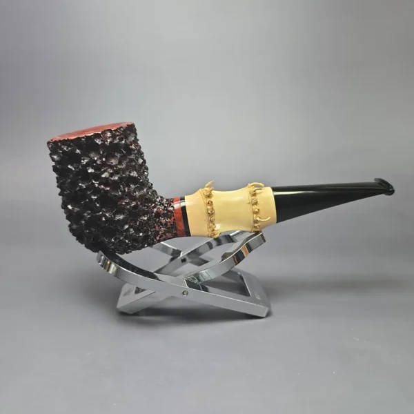 Walt Cannoy Cardinal House Morton Lava Rock Bamboo Billiard Handmade Briar Pipe, New - Image 3